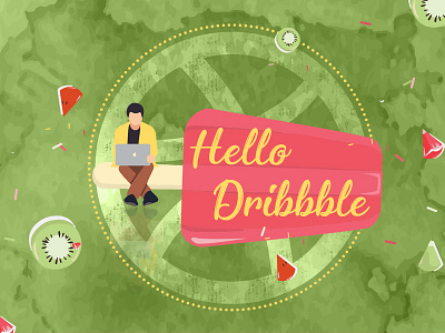 Hello Dribbble first shot hello hello dribbble ice candy kiwi summer