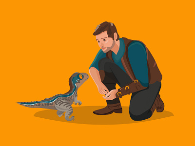 Blue - Jurassic World Fallen Kindom 2d design dinosaur illustration man vector