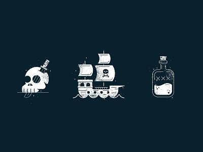 Pirate Stuff all the pretty colors bones booze flag knife nathan walker pirate rum sea ship skull waves