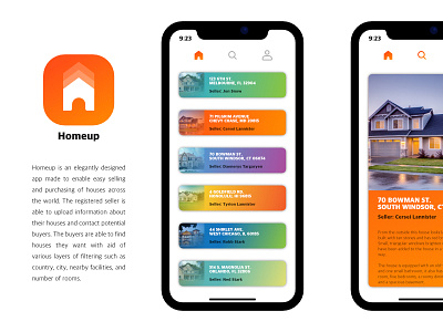 Homeup android app flat gradient home house ios minimalistic orange shadow simple