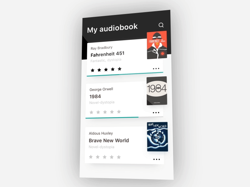 Audiobooks app animation app audiobook books concept gif ios mobile motion perspective ui uidesign