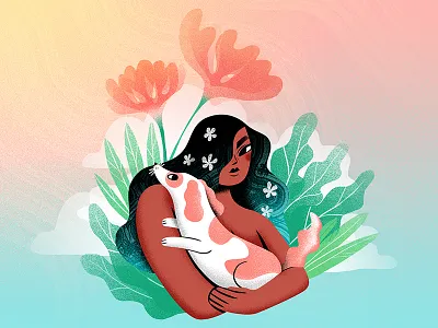 Girl & Dog dog drawingchallenge drawinyourstyle illustration lifestyle nature woman