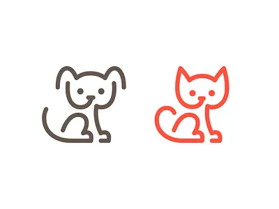 Cat & Dog animal cat dog kitten logo mark puppy symbol