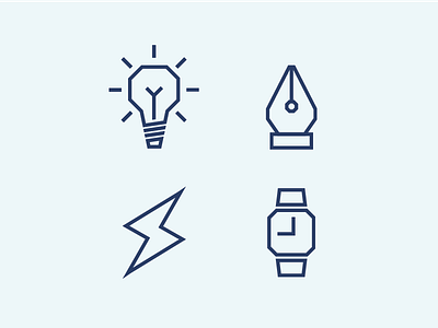 Fitworks Icons create icon imagine lightbulb lightning passion pen power time watch