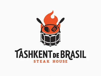 Steak House Logo brasil drums meat steak
