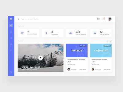Online Learning Dashboard clean design dashboard education exploration school ui ui design ux ux design web design white