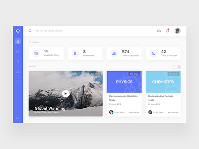 Online Learning Dashboard clean design dashboard education exploration school ui ui design ux ux design web design white