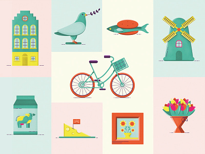 Dutch illustration amsterdam colorful dutch illustration modern netherlands