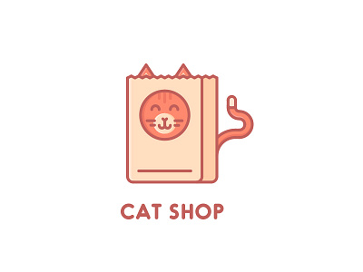 Cat Shop Logo - Day 7 animal bag cat clean cute line logo outline pet pets shop shopping