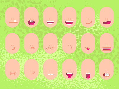 Different kinds of mouths. anger emotions face joy language mouth red sadness smile teeth white