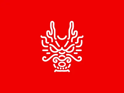Dragon asian dragon line logo