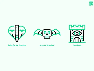 Band Goes Icon Part 01 avenged sevenfold band bat bullet bullet for my valentine fortress green heart icon neck deep skull wing