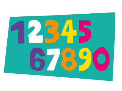 CutOut numbers colourful graphic element handmade numbers vector