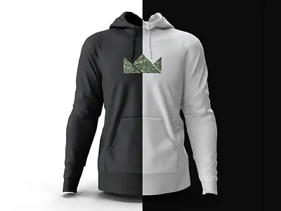 Black & White Hoodie black camo camouflage crown design hoodie white