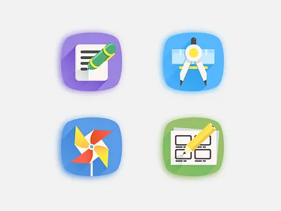 Icon set development edit flat gradient icon kit metro process project simple work