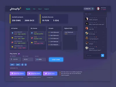 Flip crypto cryptogame dice flip games interface win