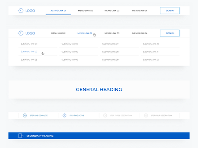 Desktop header components (in progress) pattern library style guides ui ui design user experience visual design