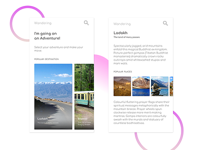 Wandering destination discover ladakh minimal newshot travel ui ux wander