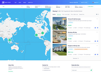 Property Listing Page house listing map property ui ux website