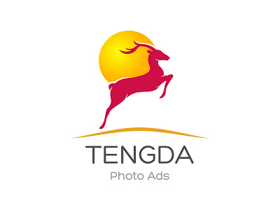 TENGDA advertising deer logo maibin mountain pink red sun yellow