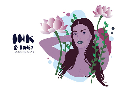 Lotus digital illustration vector