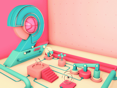 2x Dribbble Invites 3d animation ball c4d cinema4d color draft invites machine motion