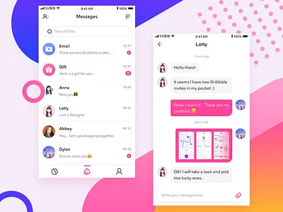 2x Dribbble Invites chat invite invites message ui