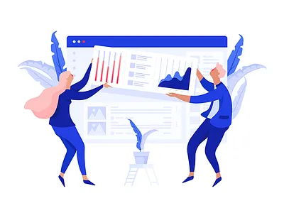 WIP Sneak Peek art artistic blue dashboard flat graph illustration people