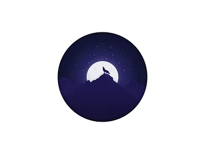 Wolf Hills circle circle illustration illustration mountains night wolf