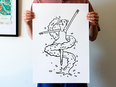Barferina - A2 Silkscreen Print cartoon funny illustration ink drawing screen print silkscreen print