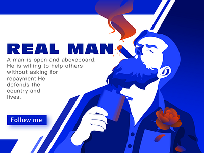 Real man color design composition illustration