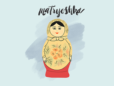 Matryoshka calligraphy doll drawing hand drawn illustration ipad lettering matryoshka nesting painting procreate script