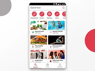 News App Discover Screen discover page news app users post screen
