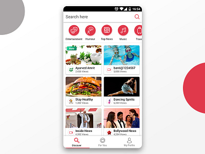 News App Discover Screen discover page news app users post screen
