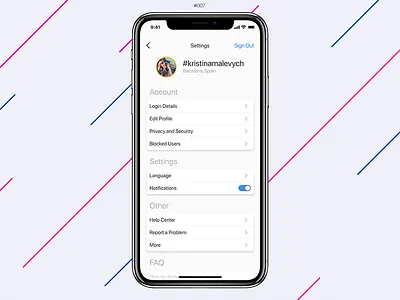 Settings | Daily 007 app app design daily daily ui design iphone light model profile ui user profile