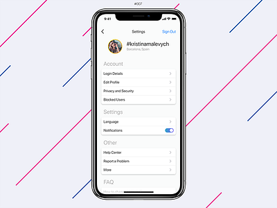 Settings | Daily 007 app app design daily daily ui design iphone light model profile ui user profile