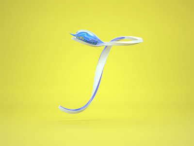 T = Toothbrush 36 days of type 3d cinema4d illustration render t toothbrush type typography c4d