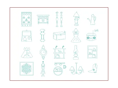 20 Icons For Antique Mall antique icon design illustration retro ui ux