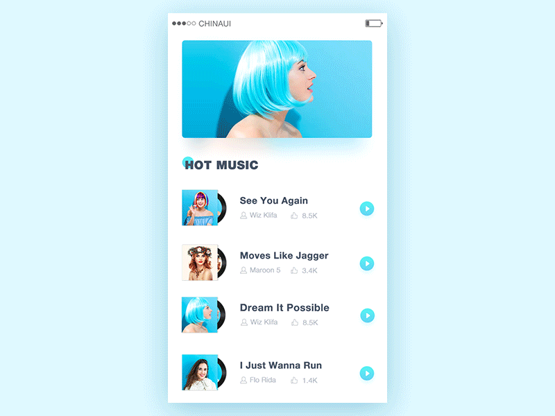 Dynamic effect of music interface