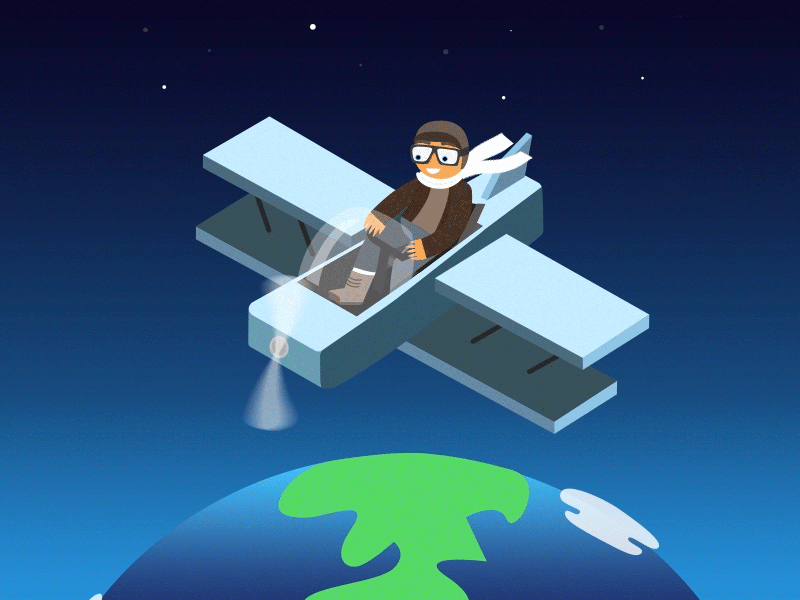 Space Flight airplane animation earth flight flying motion planet sky space stars