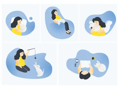 Living with a Cat animal cat illurstration pet