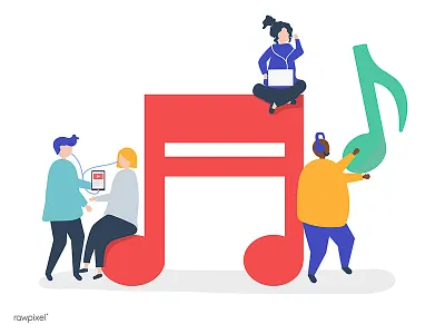 Enjoy Music app cinema entertainment game illustration movie. music play video