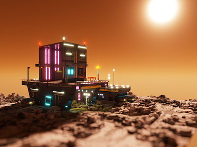 Mars Base base iso magicavoxel mars render voxel