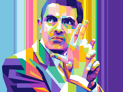 Mr. Bean colorful comedian funny illustration lol mr. bean pop art portrait wpap