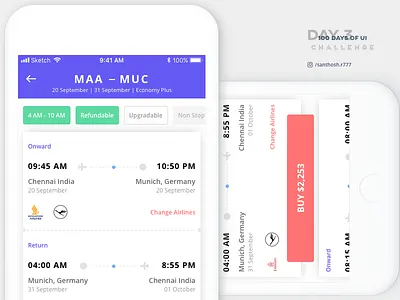 100 Days of UI - #3 booking challenge flight ticket ui ux