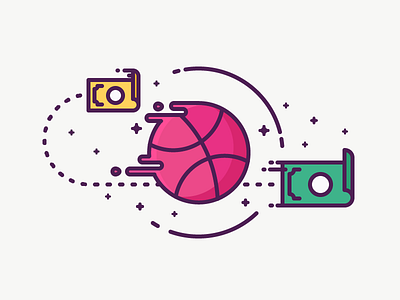 Liquid Dribbble! ball dribbble dripping fast fly icon illustration liquid money outline particles