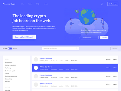 Weworkforcrypto Mockup crypto jobs job posting web ui