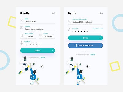 Soccer App login app concept football landing login onborading register scree sign in sign up soccer splash