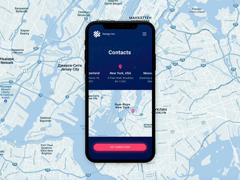 Contacts #6 animation app concept contact map material design menu mobile motion route web