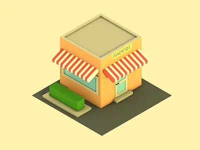 Marquette 3d architecture c4d cinema4d isometric lowpoly market minimalist minimalistic